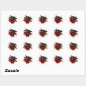 Diploma Hoed met Rode Rozen Viering Design Ronde Sticker (Vel)