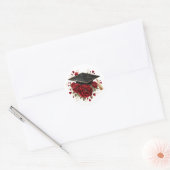 Diploma Hoed met Rode Rozen Viering Design Ronde Sticker (Envelop)