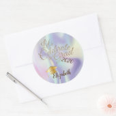 Diploma Hoed,Naam,Holografisch Ronde Sticker (Envelop)