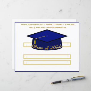 Diploma hoed Navy Blauwe Feesthoed 2026 Gouden Let