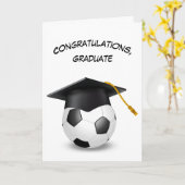 Diploma hoed op een voetbal kaart (Gele Bloem)