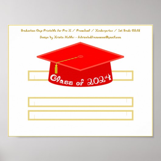Diploma hoed Rode Hoed Klas van 2024 Witte Glitter Poster (Voorkant)