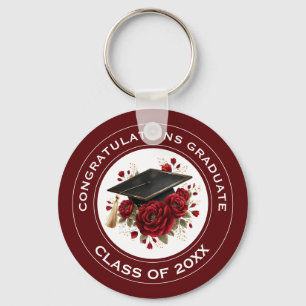 Diploma hoed & Rode Rozen Afstudeerklas 20XX Sleutelhanger