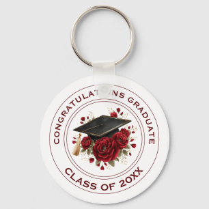 Diploma hoed & Rode Rozen Afstudeerklas 20XX Sleutelhanger