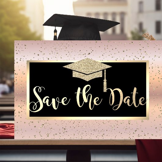 Diploma hoed,Roze Gouden Afstudeerdatum Save The Date