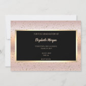 Diploma hoed,Roze Gouden Afstudeerdatum Save The Date (Achterkant)