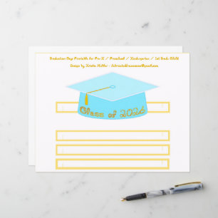 Diploma Hoed Turquoise Blauwe Feesthoed 2026 Goud