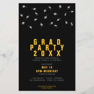 Diploma Hoed Werp Zilver & Goud Afstudeerfeest Flyer