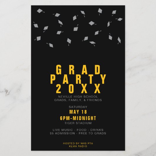Diploma Hoed Werp Zilver & Goud Afstudeerfeest Flyer (Voorkant)
