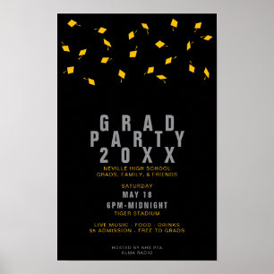 Diploma Hoed Werp Zilver & Goud Afstudeerfeest Poster