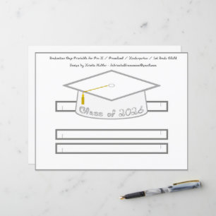Diploma Hoed Witte Feesthoed 2026 Zilver Lettertyp