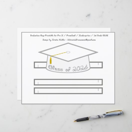 Diploma Hoed Witte Feesthoed 2026 Zilver Lettertyp (Voorkant / Achterkant in situ)