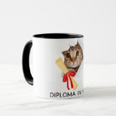 Diploma in Hand Schattige Afstudeerder Cat Mok (Voorkant links)