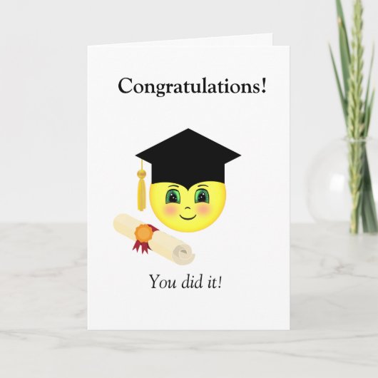 Diploma kaart met vrolijk gezicht (Voorkant)