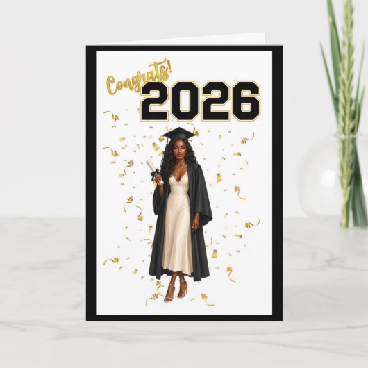 Diploma kaart voor haar - Afro-Amerikaans (Voorkant)