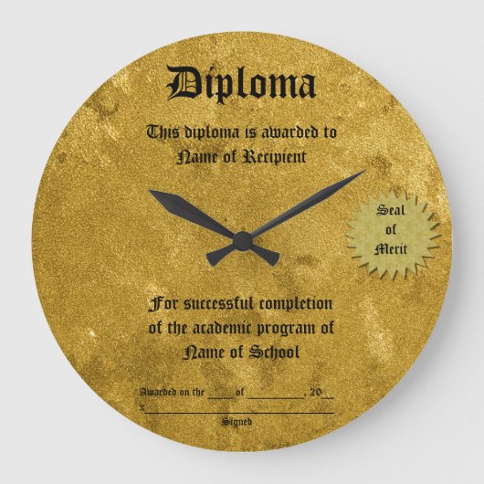 Diploma Large Clock Grote Klok (Voorkant)