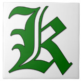Diploma Letter K in Green Monogram Tegel Tegeltje (Voorkant)