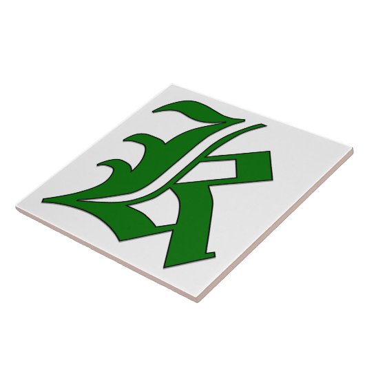 Diploma Letter K in Green Monogram Tegel Tegeltje (Zijkant)