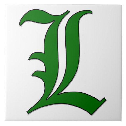 Diploma Letter L in Green Monogram Tegel Tegeltje (Voorkant)