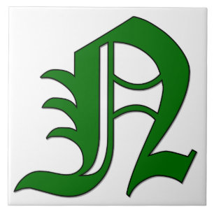 Diploma Letter N in Groene Monogram Tegel Tegeltje