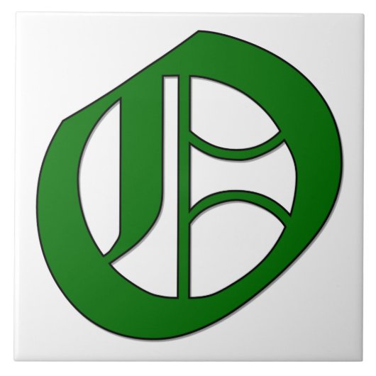 Diploma Letter O in Green Monogram Tegel Tegeltje (Voorkant)
