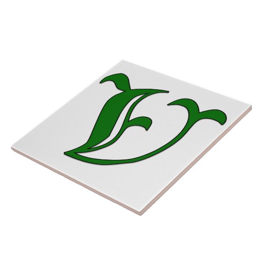 Diploma Letter V in Green Monogram Tegel Tegeltje (Zijkant)