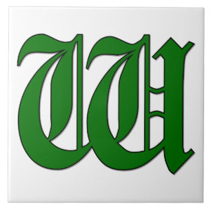 Diploma Letter W in Green Monogram Tegel Tegeltje
