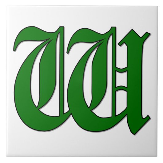Diploma Letter W in Green Monogram Tegel Tegeltje (Voorkant)