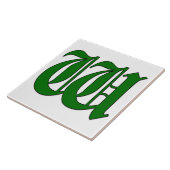 Diploma Letter W in Green Monogram Tegel Tegeltje (Zijkant)
