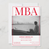Diploma MBA Feest Witte Rode Foto Afstudeerfeest Kaart (Voorkant)