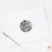 Diploma Metaal Zilver Geborsteld Print BEDANKT Ronde Sticker (Envelop)