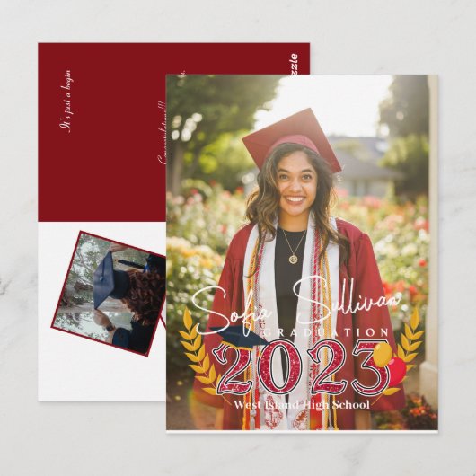 Diploma middelbare school felicitaties kaart (Voorkant / Achterkant)