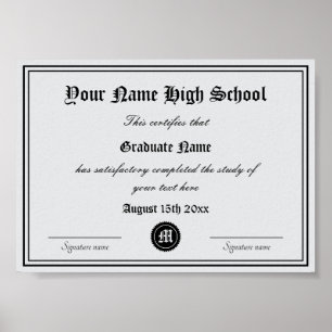 Diploma Middelbare School Officiële Certificaat te Poster