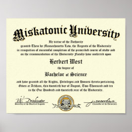 Diploma Miskatonic University Poster