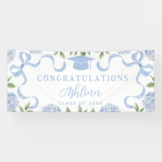 Diploma teken, Blauwe Hortensia, Wit Spandoek (Horizontaal)