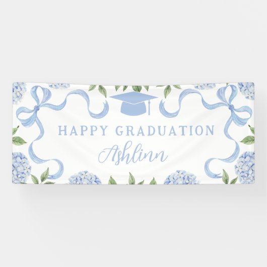 Diploma teken, Blauwe Hortensia, Wit Spandoek (Horizontaal)