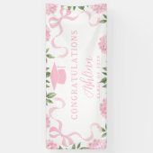 Diploma teken, Roze Hortensia, Wit Spandoek (Verticaal)