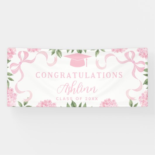 Diploma teken, Roze Hortensia, Wit Spandoek (Horizontaal)