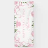 Diploma teken, Roze Hortensia, Wit Spandoek (Verticaal)