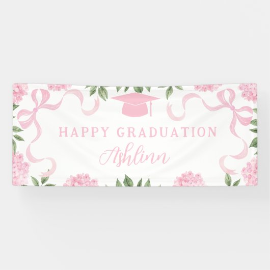 Diploma teken, Roze Hortensia, Wit Spandoek (Horizontaal)