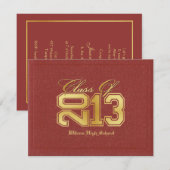 Diploma Thleed Red & Gold Class of 2013 Afstuderen Kaart (Voorkant / Achterkant)