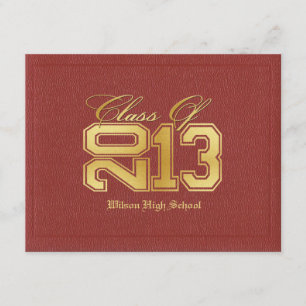 Diploma Thleed Red & Gold Class of 2013 Afstuderen Kaart