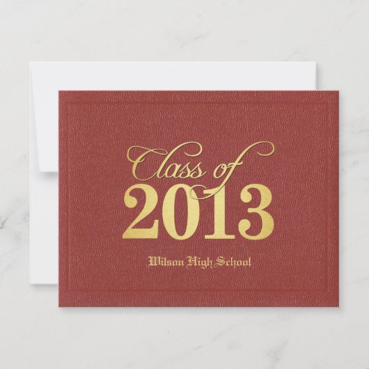 Diploma Thleed Red & Gold Class of 2013 Afstuderen Kaart (Voorkant)
