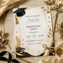 Diploma-uitnodiging Elegante Gouden Feestkaart