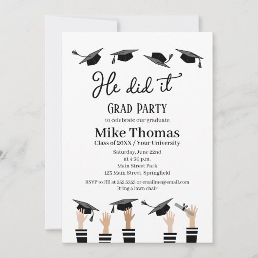 Diploma-uitnodiging Grad Feest Kaart (Voorkant)