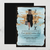 Diploma-uitnodiging Lichte huid vrouwelijk Kaart (Voorkant / Achterkant)