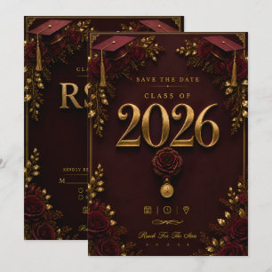 Diploma-uitnodiging RSVP-kaart Klas van 2026 uit