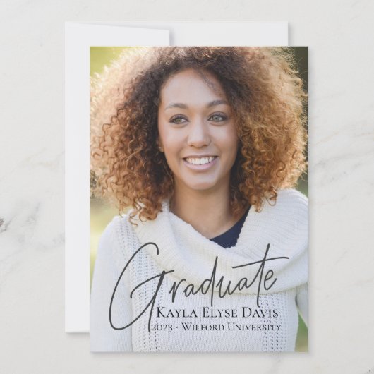 Diploma-uitnodiging Trendy Meisjesachtig Elegant Aankondiging (Voorkant)