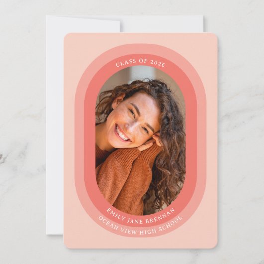 Diploma-uitnodigingskaart met gebogen foto aankondiging (Voorkant)