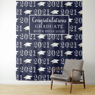 Diploma-uitreiking 2021 Marineblauwe School Fotomo Wandkleed